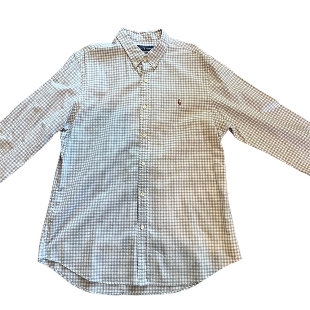 Men’s XXL Ralph Lauren grey & white checkered slim fit oxford